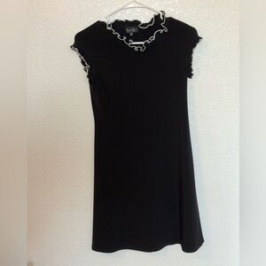 Nicole Miller Black Ruffle Trim Dress